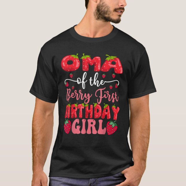 T-shirt Oma Of The Berry First Birthday Girl Strawberry Lo (Devant)