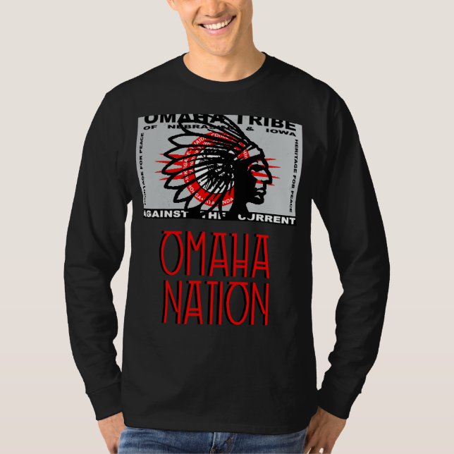 T-shirt Omaha Nation Drapeau Indigène Amérindien Tête (Devant)