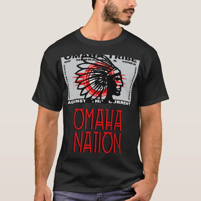 T-shirt Omaha Nation Drapeau Indigène Amérindien Tête (Devant)
