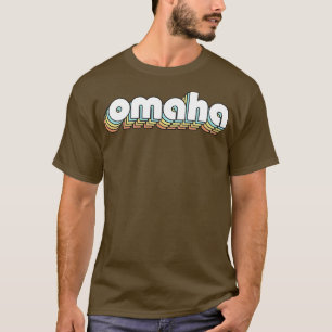 T-shirt Omaha Retro Typographie arc-en-ciel style défraîch