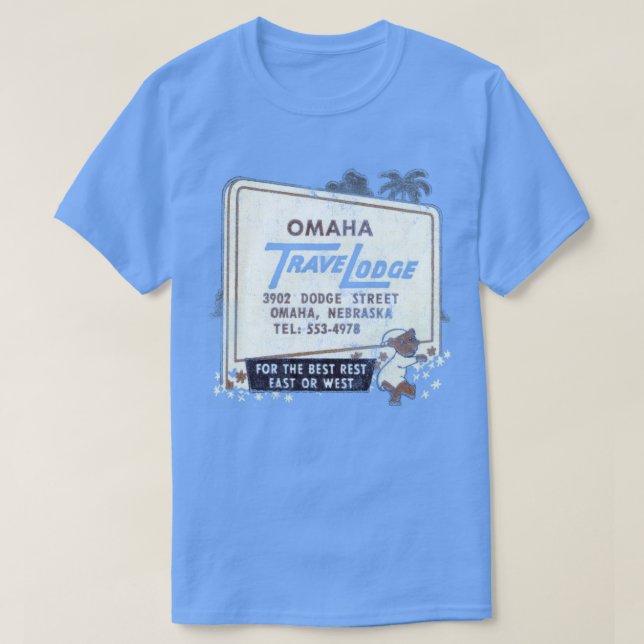 T-shirt Omaha Travel Lodge Retro Esthétique du milieu du s (Design devant)