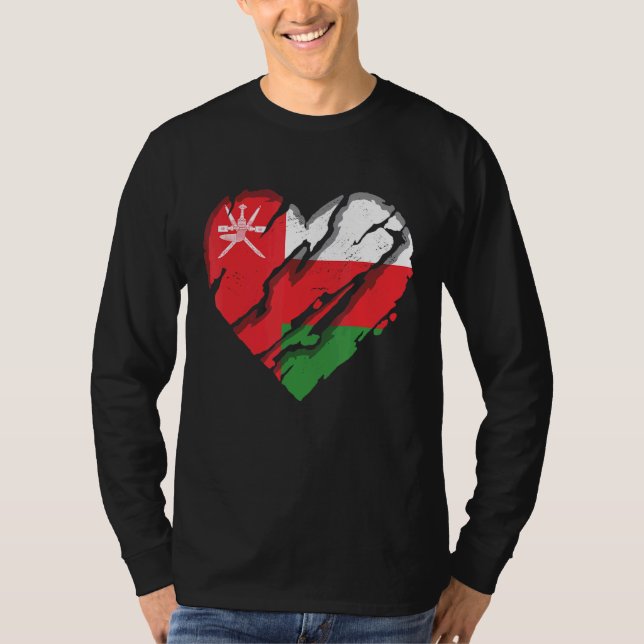 T-shirt Oman Coeur Omani Drapeau Omani Pride 1 (Devant)