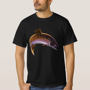 T-shirt Omble de fontaine, pêche sportive vintage pêcheur