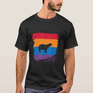 T-shirt Ombre de silhouette d'ours polaire avec drapeau co