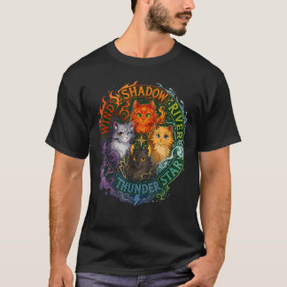 T-shirt Ombre de Vent Rivière Étoile Tonnerre Ciel Chat Fé