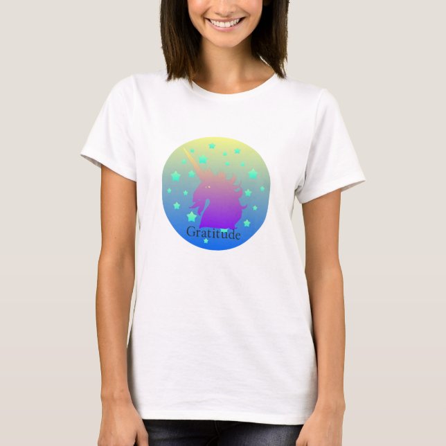 T-shirt Ombre unicorne avec gratitude (Devant)