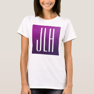 T-shirt Ombre violet et initiales blanches ou autre texte