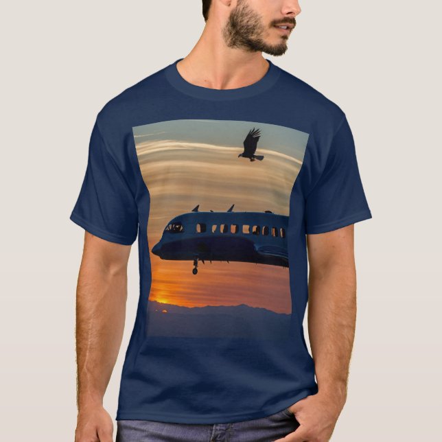 T-shirt "Ombres Skybound - Aigle & Coucher de soleil de l' (Devant)