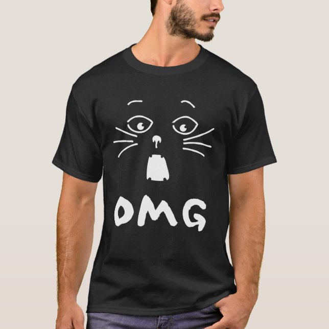 T-shirt OMG Cat Graphics Fun Feline Designs (Devant)
