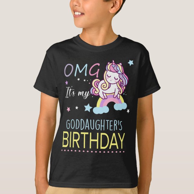 T-shirt OMG C'est l'anniversaire de ma Godgirl Mignonne Go (Devant)