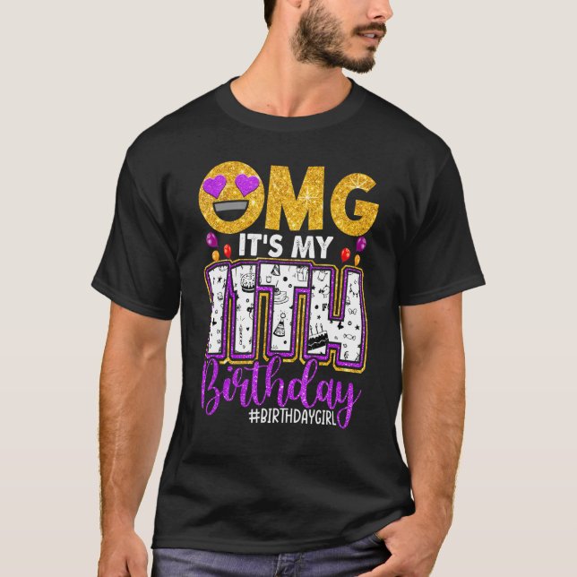 T-shirt Omg C'Est Mon 11E Anniversaire Fille De 11 Ans (Devant)