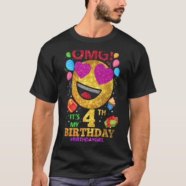 T-shirt Omg C'est mon 4e anniversaire fille 4 ans Annivers (Devant)