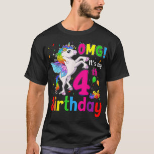 T-shirt OMG C'Est Mon 4e Anniversaire Filles Unicorne 4 An