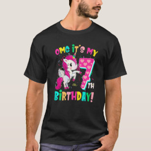 T-shirt Omg C'est mon 7e anniversaire filles Unicorne 7 an