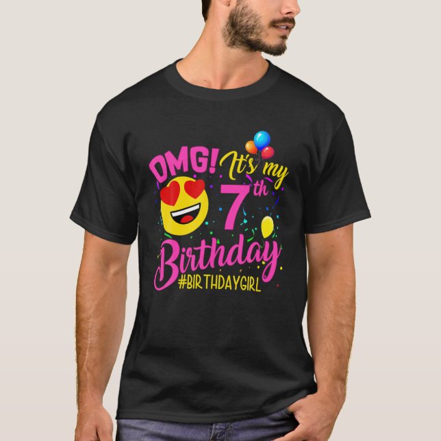 T-shirt OMG C'est mon 7ème anniversaire fille 7 ans Annive (Devant)