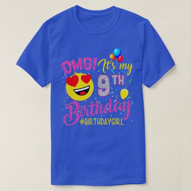 T-shirt OMG C'est mon 9e anniversaire de naissance de fill (Design devant)