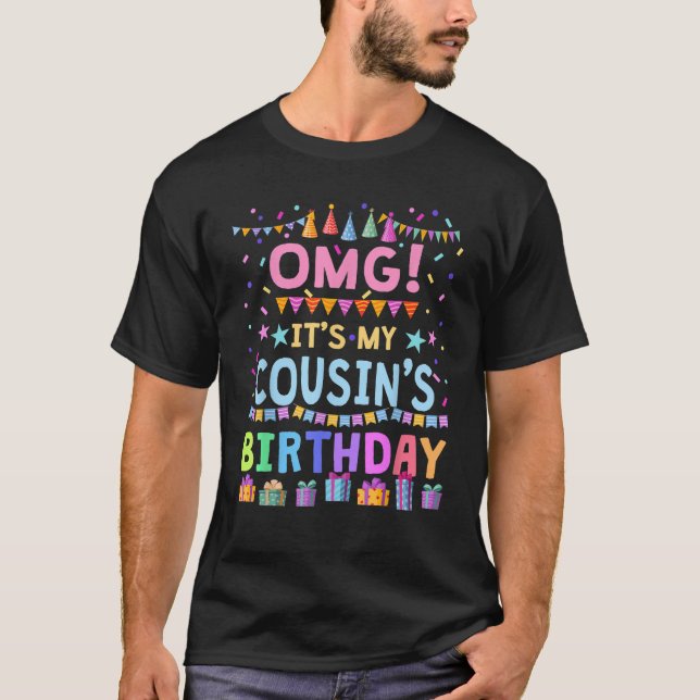 T-shirt OMG C'est mon cousin Anniversaire Crew T Shirt (Devant)