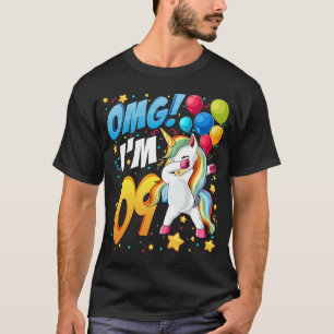 T-shirt OMG I'm 9 Unicorn Dab pour la 9e fille anniversair