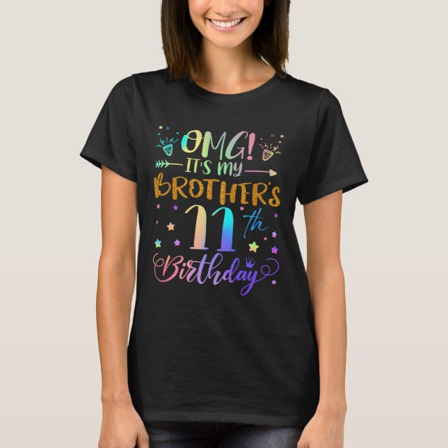 T-shirt Omg Ses Mes Frères 11e Anniversaire Doux 11 Ans O (Devant)