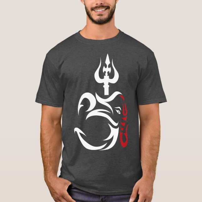 T-shirt OMGanesha Et Lord Shiva Divine Trident Trishul (Devant)