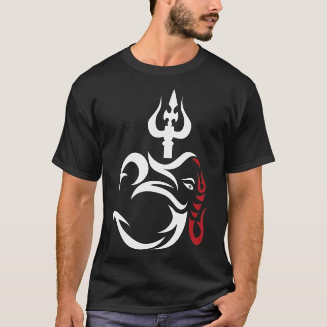 T-shirt OMGanesha Et Lord Shiva Divine Trident Trishul (Devant)