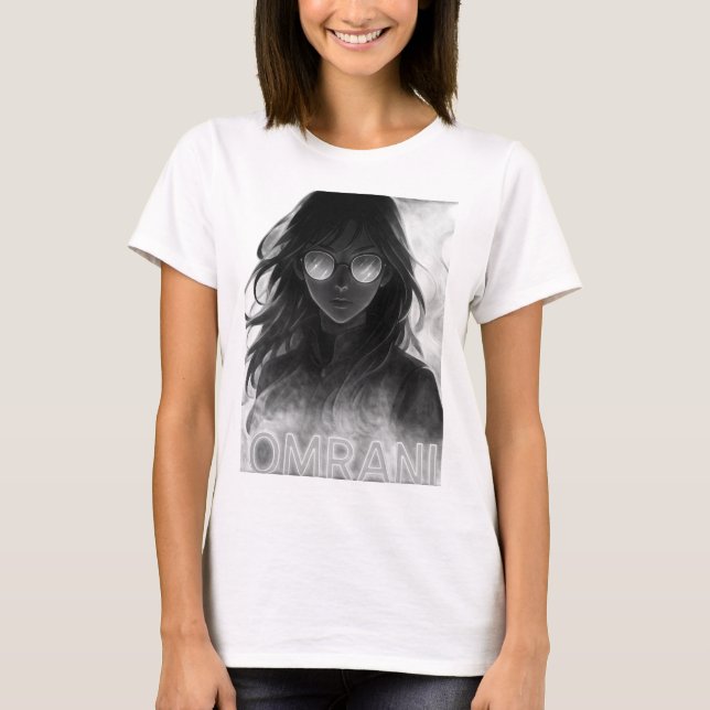 T-shirt Omrani Dark Neon Anime Girl - Futuristic Glow A (Devant)
