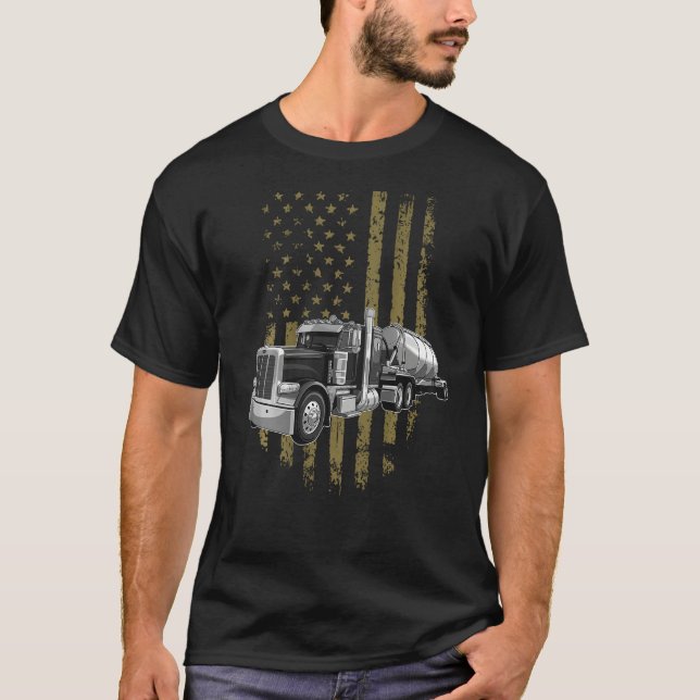 T-shirt On Back- Big Rig Semi Trailer Truck Driver USA Ame (Devant)