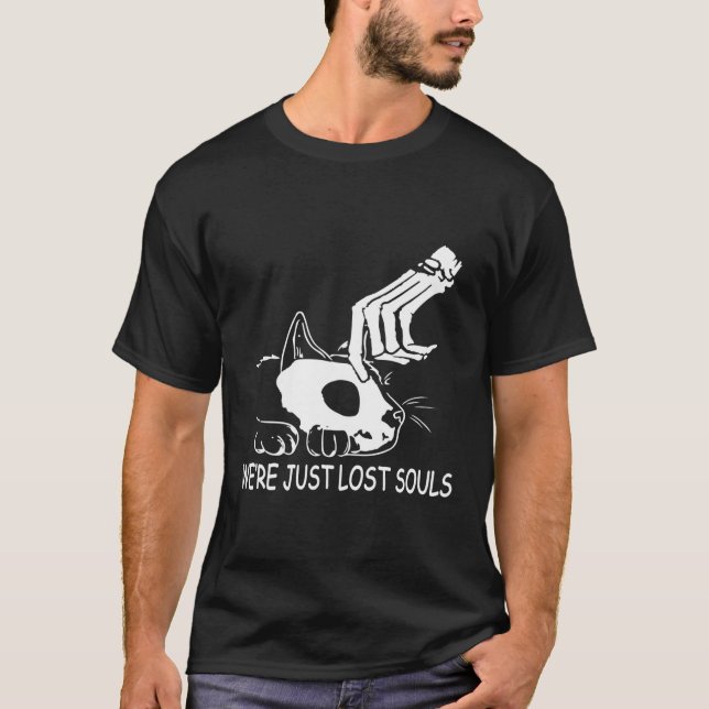 T-shirt On Est Juste Perdus Âmes Crâne Squelette Chat Hall (Devant)