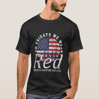 T-shirt On Fridays We Wear Red Friday American Flag Milita
