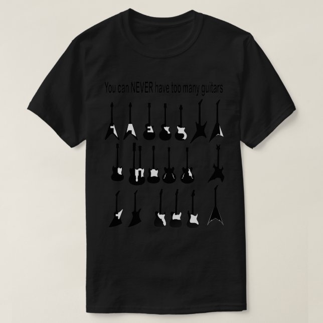 T-shirt On ne peut jamais avoir trop de guitares 2 (Design devant)