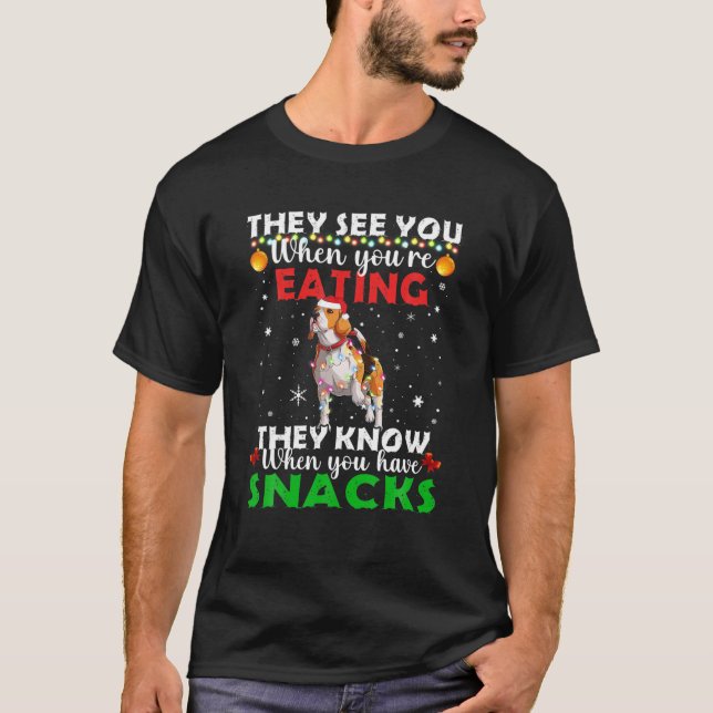 T-shirt On Vous Voit Manger La Beagl Père Noël Reindeer De (Devant)
