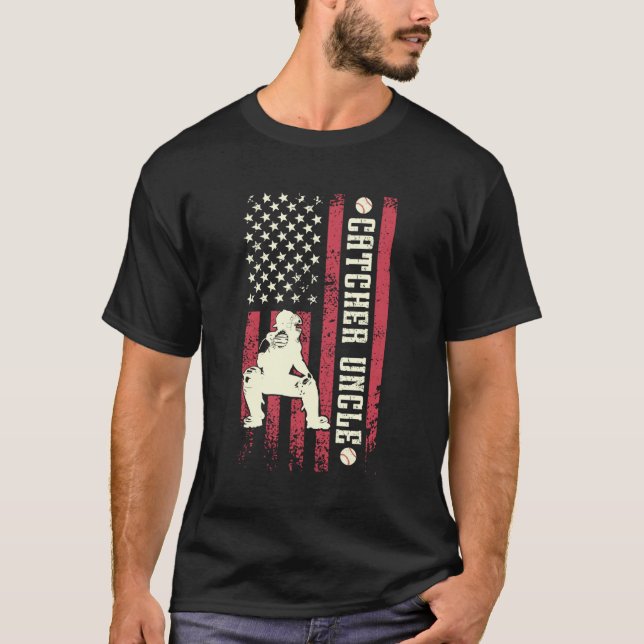 T-shirt Oncle Attrapeur De Baseball Drapeau États-Unis Fr (Devant)