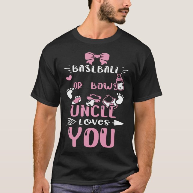 T-shirt Oncle Baseball Ou Bows Oncle Vous Aime Bébé Fille (Devant)