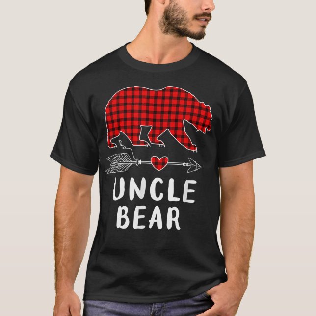 T-shirt Oncle Bear Buffalo Chemise Rouge Plaid Match (Devant)