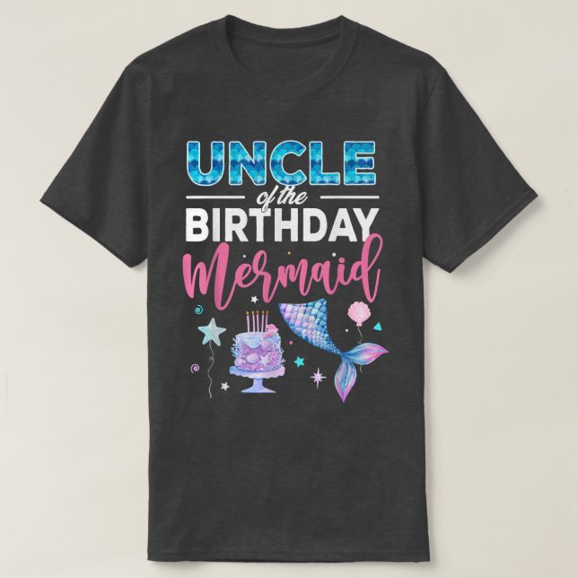 T-shirt Oncle De L'Anniversaire Fille Sirène Reine Anniver (Design devant)