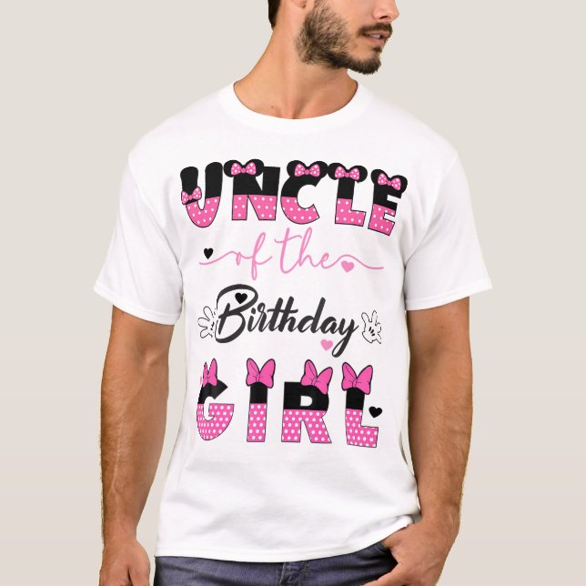 T-shirt Oncle De L'Anniversaire Fille Souris Famille Corre (Devant)