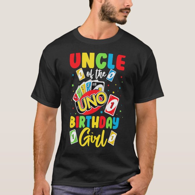 T-shirt Oncle de l'anniversaire fille Uno papa papa papa p (Devant)