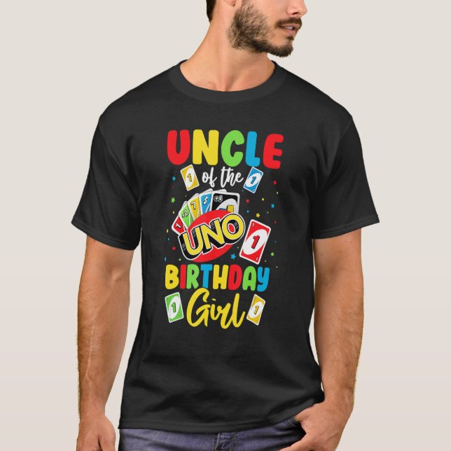 T-shirt Oncle de l'anniversaire fille Uno papa papa papa p (Devant)