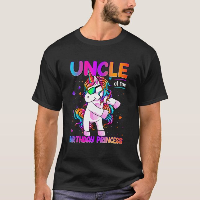 T-shirt Oncle de l'anniversaire Princesse fille Dabbing Un (Devant)
