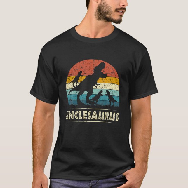 T-shirt Oncle Dinosaure Unclesaurus 3 Deux Enfants Fantast (Devant)