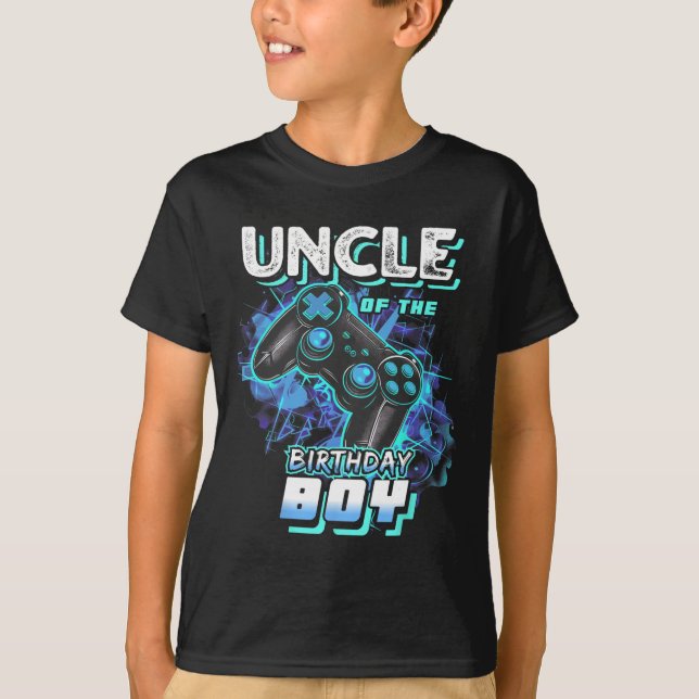 T-shirt Oncle du garçon d'anniversaire correspondant jeu v (Devant)