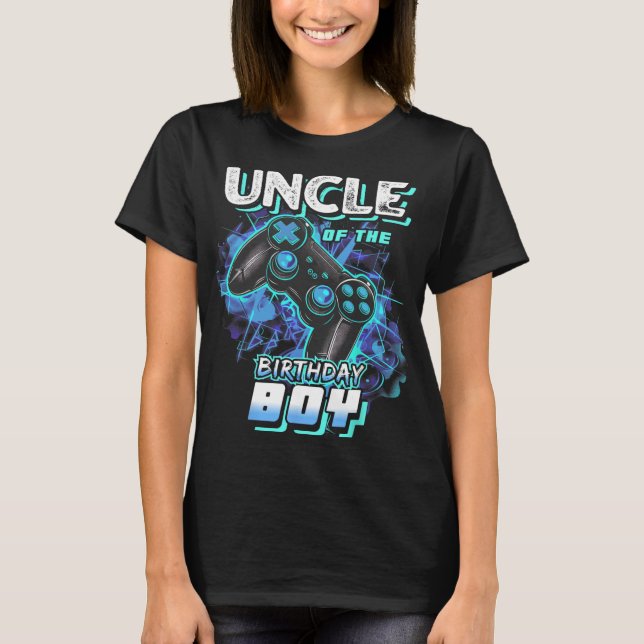 T-shirt Oncle du garçon d'anniversaire correspondant jeu v (Devant)