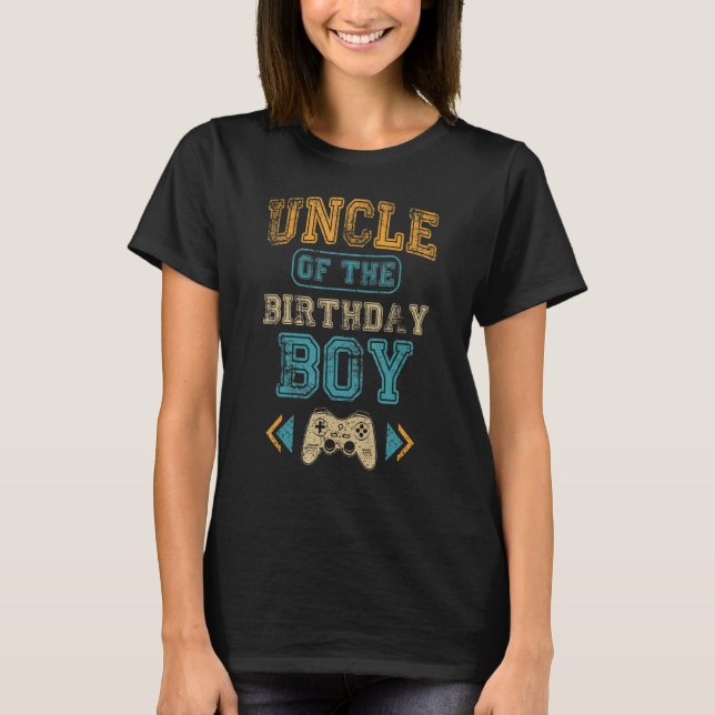 T-shirt Oncle du garçon d'anniversaire Gamepad B-Day Match (Devant)