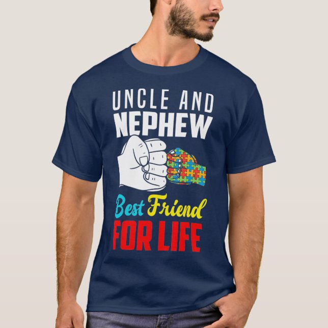T-shirt Oncle Et Nephew Meilleur Ami Pour La Vie Autiste (Devant)