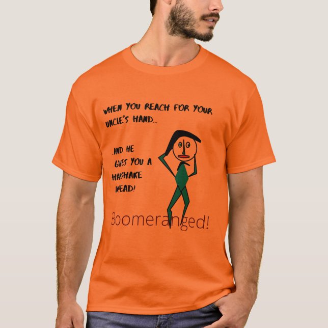 T-shirt Oncle Handshake - Orange -Boomerangé (Devant)