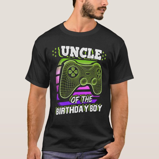 T-shirt Oncle Of The Birthday Boy Matching Video Gamer Par (Devant)