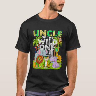 T-shirt Oncle Of The Wild Un 1er Anniversaire Zoo Animal S