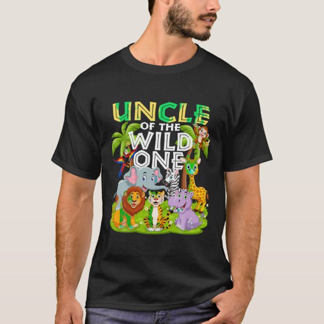 T-shirt Oncle Of The Wild Un 1er Anniversaire Zoo Animal S (Devant)