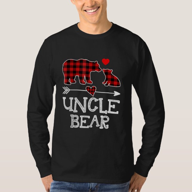 T-shirt Oncle Ours Pajama de Noël Buffle Rouge Plaid (Devant)