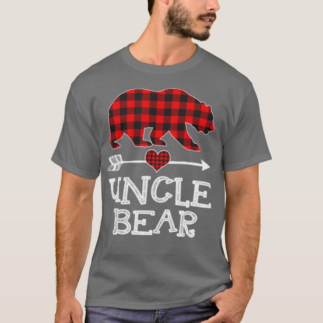 T-shirt Oncle Ours Pajama de Noël Buffle Rouge Plaid (Devant)